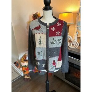 Croft and Barrow petite large‎ PL cardinals sweater Christmas